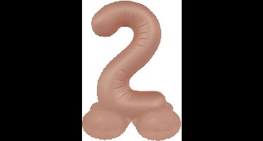 Folat - Staande folieballon Cijfer 2 Vintage Rose - 72 cm