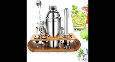 Cocktailset, roestvrij staal, 12-delige bar-gereedschapsset