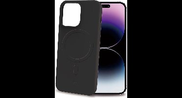 Celly Cromo Siliconen hoesje - Geschikt voor Apple iPhone 15 Pro Max - TPU Back Cover - Microfiber - Zwart