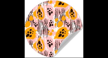 WallCircle® - Behangcirkel 30x30 cm - Muurstickers Roze - Oranje - Vormen - Patroon - Muurcirkel - Kinderkamer accessoires - Decoratie babykamer - Wandcirkel zelfklevend