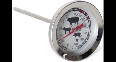 Gerimport Vlees thermometer - 0 tot 120 graden Celsius - analoog - BBQ - 12 cm