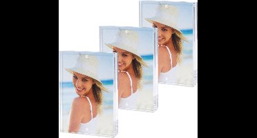 Zep - 3x stuks - Fotolijst - transparant - acryl - magnetisch frame - geschikt voor foto - 15 x 20 cm