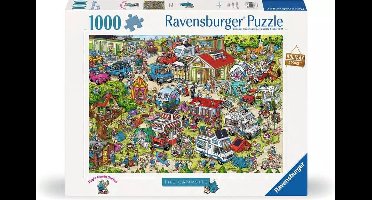 Ravensburger puzzel Holiday Resort 1 - Camping cartoon legpuzzel 1000 stukjes.