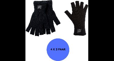 Heatkeeper - Vingerloze thermo handschoenen heren - Zwart - L/XL - 4-Paar - Handschoen winter