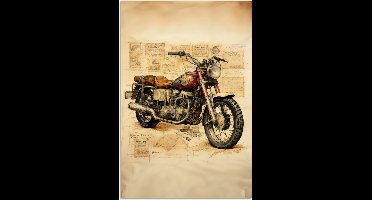 Poster 20x30 cm - Vintage - Motor - Papier - Voertuig - Posters - Kamer decoratie - Wanddecoratie woonkamer - Muurdecoratie slaapkamer