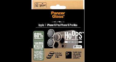 PanzerGlass Screenprotector geschikt voor Apple iPhone 16 Pro Glazen | PanzerGlass Hoops Camera Lens Protector - Case Friendly
