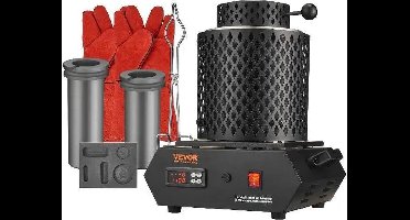 Vevor - Goud smeltoven - Elektrische Smeltoven - 1350W - 2102℉ - Thermoregulatie - Oven Metalen - Tin - zilver - Goud Smelten - Soldeerpot - Zwart