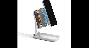 KODAK Support de charge pour téléphone portable - Chargement sans fil Qi (10W) avec hauteur réglable et support de téléphone portable - Blanc
