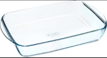 2x Rechthoekige glazen ovenschaal 2,6 liter 35 x 23 x 5 cm - Ovenschotel schalen - Bakvorm