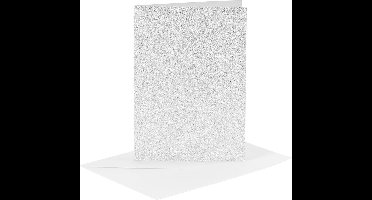 PacklinQ Kaarten en enveloppen - Blanco met glitter - Zilver - 4 sets