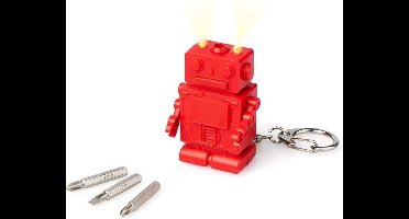 Balvi Sleutelhanger Robot 5,6 Cm Rvs Rood 4-delig