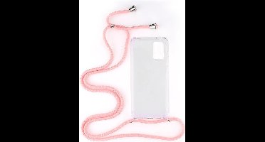 Shop4 - Samsung Galaxy S20 Plus Hoesje - Zachte Back Case met Koord Roze