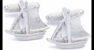Manchetknopen - Boot Zeilboot Twee Zeilen Zilver