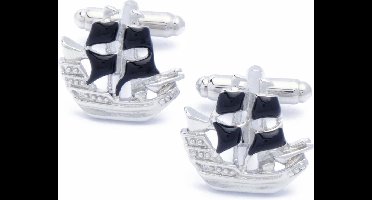 Manchetknopen - Zeilboot Zeilen Piratenschip Zwart Zeil