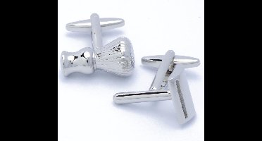 Manchetknopen - Scheerkwast en Scheermes Zilver