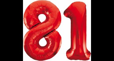 Folieballon 81 jaar rood 86cm