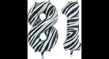 Folieballon 81 jaar zebra 86cm