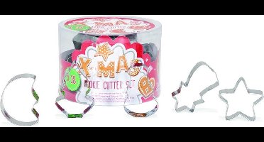 uitsteekvormen Kerst RVS zilver 18-delig