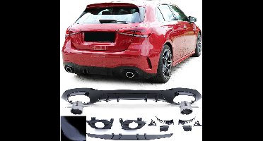 A35 Amg look diffuser + uitlaat voor Mercedes A Klasse W177 Chrome glans Zwart A200 A250