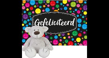 Happy Horse beer Baggio knuffel 22 cm met Gefeliciteerd A5 wenskaart