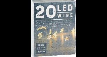 Cepawa Draadverlichting lichtsnoer sterren - 220 cm - 20 leds - warm wit - batterij