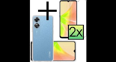 Hoesje - Met 2x Screenprotector - Geschikt voor OPPO A17 - Sterk & Shockproof - Back Cover - Siliconen Case - Telefoon Hoes - Transparant