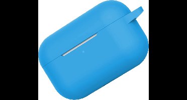 Hoes - Geschikt voor Apple Airpods Pro - Siliconen Hoesje met Clip - Silicone Case Cover - Lichtblauw