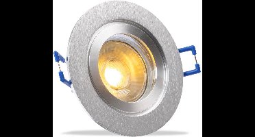 IP44 Platte LED inbouwspot Josie - badkamer of buiten - Ronde spot - Chrome glimmend - Extra Warm Wit - 2700K - 3.8 Watt - Integral