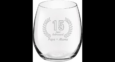 Gegraveerde Drinkglas 39cl Papa + mama 15 jaar getrouwd