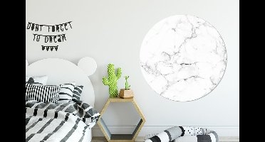 WallCircle - Muurstickers - Behangcirkel - Marmer - Wit - Grijs - Luxe - Marmerlook - Structuur - 140x140 cm - Muurcirkel - Zelfklevend - Ronde Behangsticker