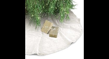 Unique Living Kerstboomrok - velvet creme wit - D120 cm - polyester - kerstboomkleed - rok voor kerstbomen