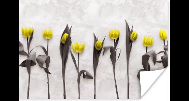 Poster Bloemen - Tulpen - Marmer - 30x20 cm
