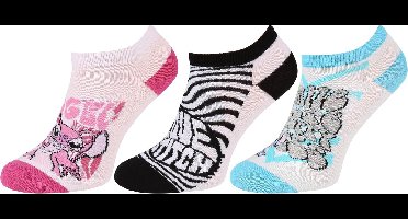Disney Angel en Stitch - Dames lage sokken 37/42 - 3 paar kleurrijke comfortabele damessokken OEKO-TEX