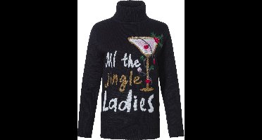 Dames Kersttrui Coltrui Zwart All The Jingle ladies - Maat L