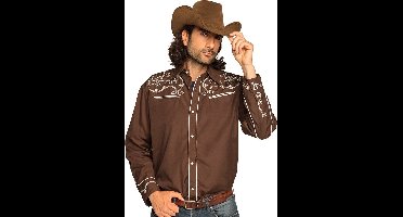Boland - Shirt Western bruin (M) - Volwassenen - Cowboy - Cowboy - Indiaan