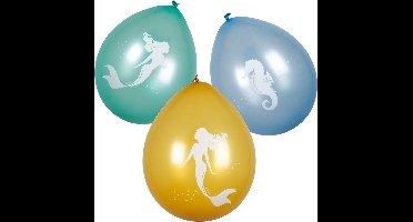 Boland - Set 6 latex ballonnen Zeemeermin - Multi - Knoopballon