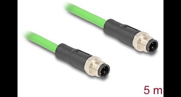 Delock M12 Cable D-coded 4 pin male to male PUR (TPU) 5 m