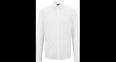 BOSS Joe regular fit overhemd - structuur - wit - Strijkvriendelijk - Boordmaat: 45