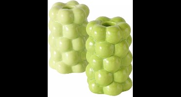 Boltze Home Kandelaar Verdura – H12cm – Groen Aardewerk – Stijlvol & Tijdloos