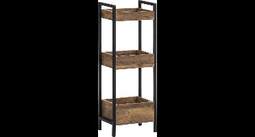 DailySupplies® Badkamerkast- Badkamerkasten Hoog - Vakkenkast Industrieel - Hout - Zwart