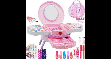 ApexArte® Make up Koffer Meisjes - Kinder Speelkoffer met Inhoud - Make Up Set voor Kinderen - Roze