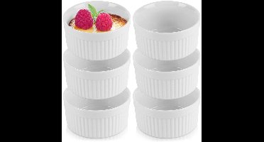 Creme Brulee Schaaltjes Keramiek Wit 260 ml 6 stuks - Ramekins - Set - Ovenschaal - Snackkommen - Dipschalen - Kleine Komen voor Dipsauzen en Snacks