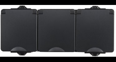 Opbouw Wandcontactdoos 3-voudig | IP55 - Zwart