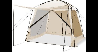 COSTWAY Tent voor 6-8 personen, campingtent met voortent, waterdicht, familietent met draagtas voor trekking, kamperen