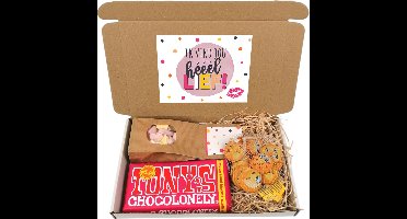 Valentijn cadeau - Ik vind jou heel lief - Tony chocolonely - hartjes - emoji chocolade - brievenbus cadeau