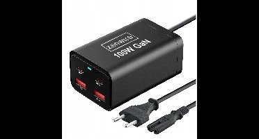 Zenwire YMS-608 - Netvoeding Oplader - 100W GaN Cube III - AC Kabel - 2x USB-C - 65W - 2x USB-A - 1,4 m AC-kabel - Power Delivery 3.0 - Quick Charge 4.0 - Meerdere apparaten tegelijk opladen