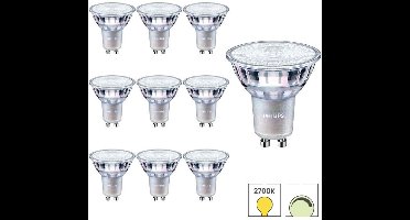 Philips GU10 LED Lamp - 10-pack - 4W Dimbaar - 2700K Warmwit Licht