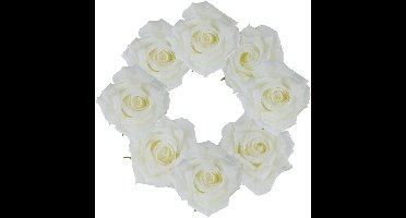 Chaks Decoratie rozen set - 4x - kunststof - wit - 9,5 x 5,5 cm - bruiloft decoratie - kunstbloemen