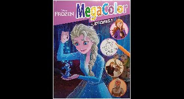 Kleurboek Disney Frozen II met stickers - Megacolor Elsa en Anna en Olaf - +/- 125 kleurplaten - 1 stickervel van 25 stickers