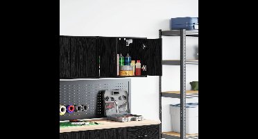 vidaXL Garagewandkast spaanplaat zwart